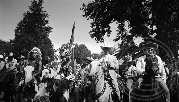 Cowboys and Indians in Parade, Wahoo Nebraska, 1934